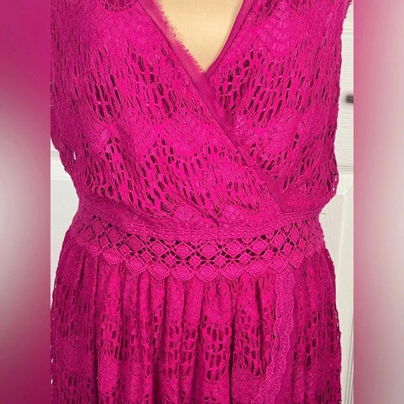 Free People Heart In Two Lace Mini Dress, Bright Orchid, Sz XS - Picture 10 of 15